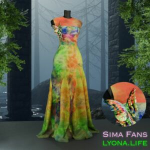 Stunning Butterfly Dress for Women Sims 4 CC