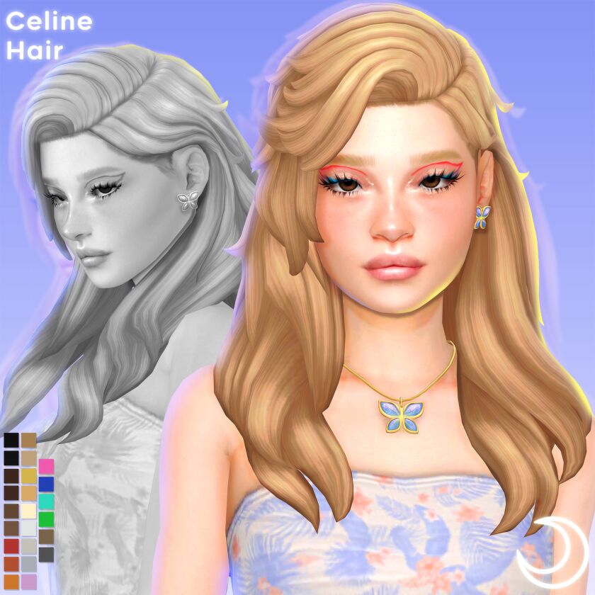 Celine Hair By Imvikai Sims 4 CC