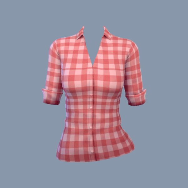 Stylish Checkered Blouse by Ecstatic_Payne79 Sims 4 CC