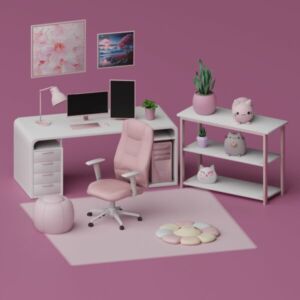 Cheeky Pink Workstation SET Sims 4 CC