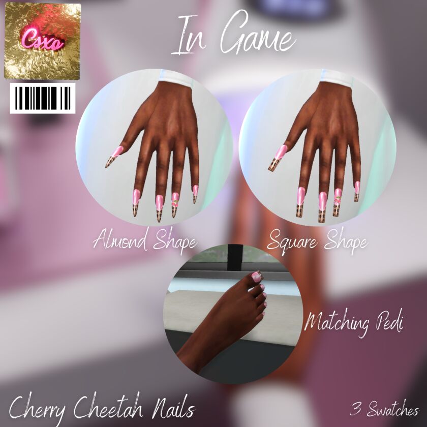 sims 4 cc cherry cheetah nails 3