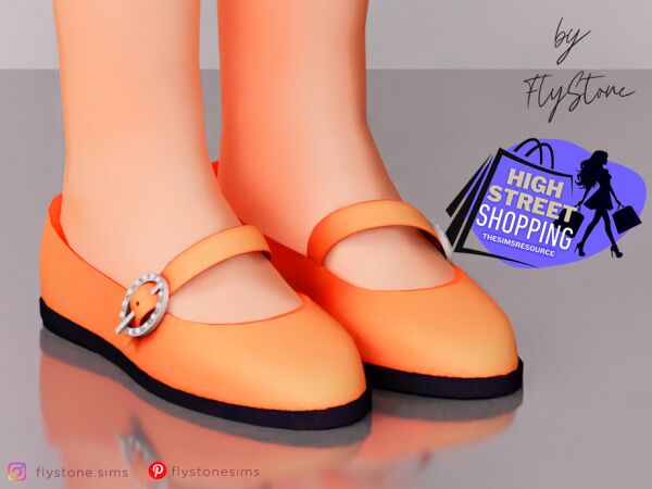 Stylish Child Ballet Flats with Pearls and Diamond Buckle Sims 4 CC