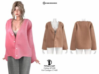 Stylish Knit Cardigan and Wide-Leg Pants Set Sims 4 CC