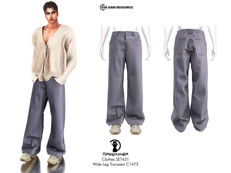 sims 4 cc clothes set431 knit cardigan c1472 and wide leg trousers c1473 by turksimmer 2