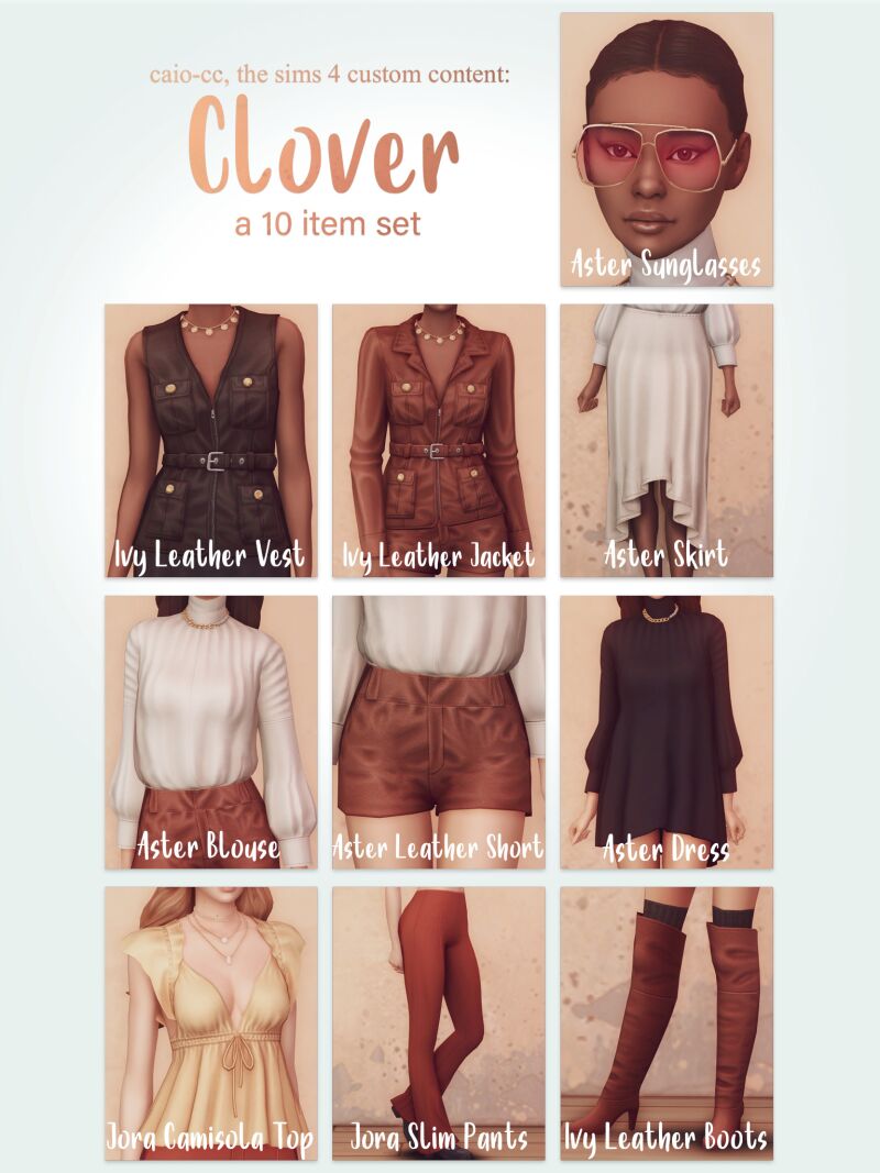 sims 4 cc clover a 10 items set by caio cc 2