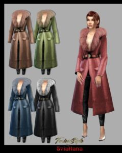 Stylish Coat with Fur Collar Sims 4 CC