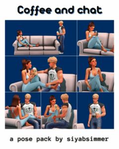 Coffee And Chat Pose Pack Sims 4 CC