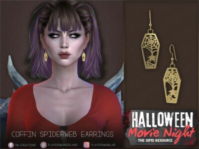 Coffin Spiderweb Earrings Sims 4 CC