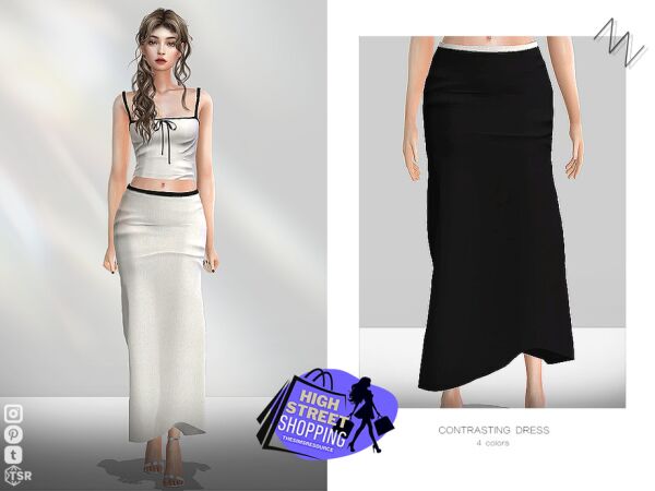 Contrasting Dress By Znsims Sims 4 CC