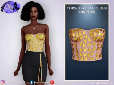 Stunning Corset with Golden Mirrors Sims 4 CC