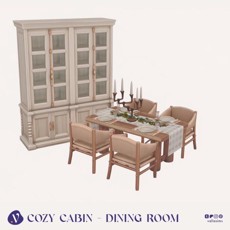 sims 4 cc cozy cabin collection dining room by valiasims 4