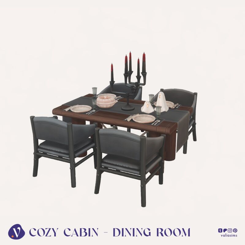 sims 4 cc cozy cabin collection dining room by valiasims 5