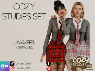 Cozy Studies – ANA Outfit Set by Linavees Sims 4 CC