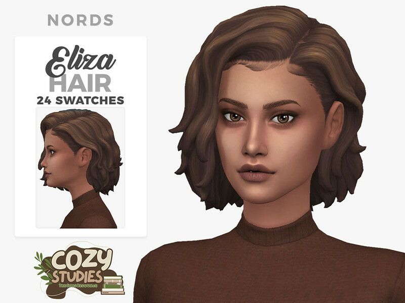 Cozy Studies – Eliza Hair for Female Sims Sims 4 CC