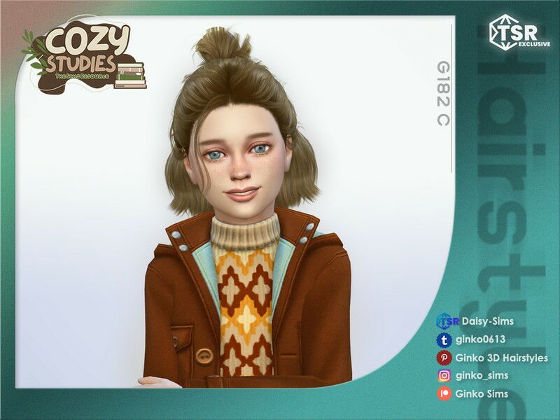 Cozy Studies Updo Hairstyle for Children Sims 4 CC