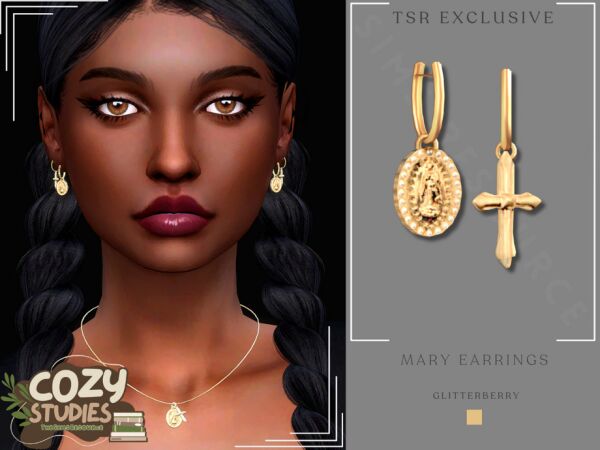 Charming Mary Earrings for Sims Sims 4 CC