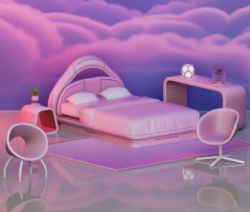 Cyber Pink Bedroom Set By Snootysims Sims 4 CC