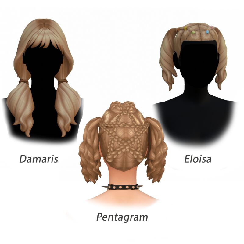 sims 4 cc damaris pentagram and eloisa hairstyle by sehablasimlish 2