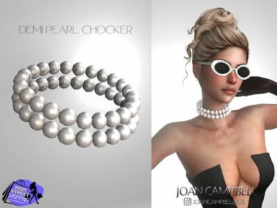 Demi Pearl Chocker: Elegant Accessory for Sims Sims 4 CC