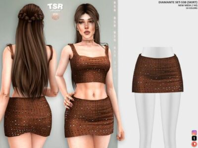 Diamante Skirt Set by Busra-Tr Sims 4 CC