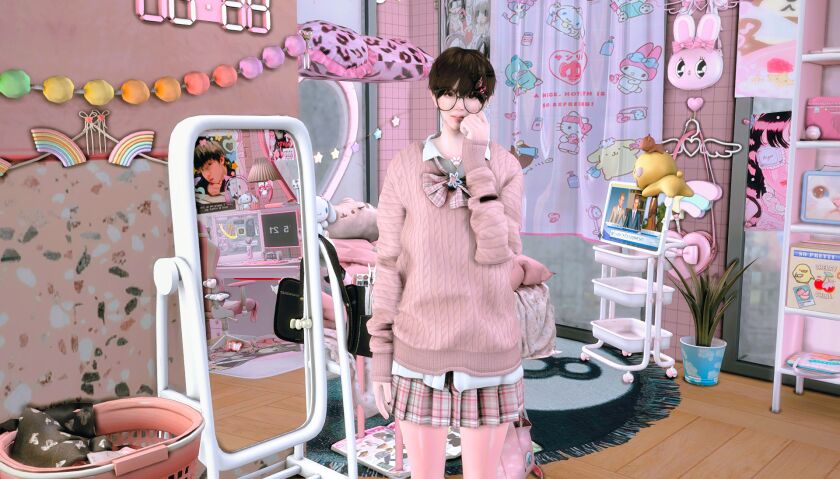 sims 4 cc die with a smile so lovely cute studio apartment 2