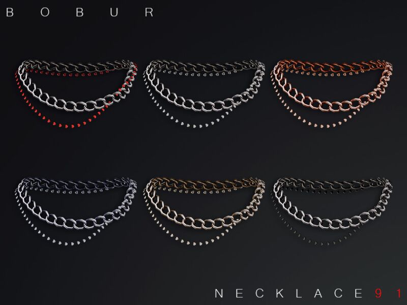 sims 4 cc double chain necklace by bobur2 2