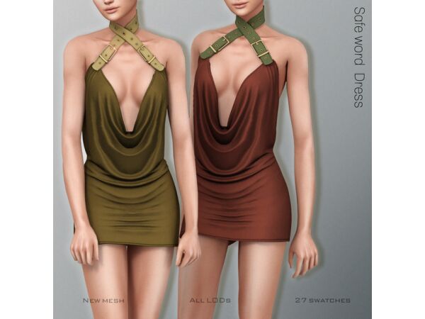 sims 4 cc double v dress by belaloallure 4