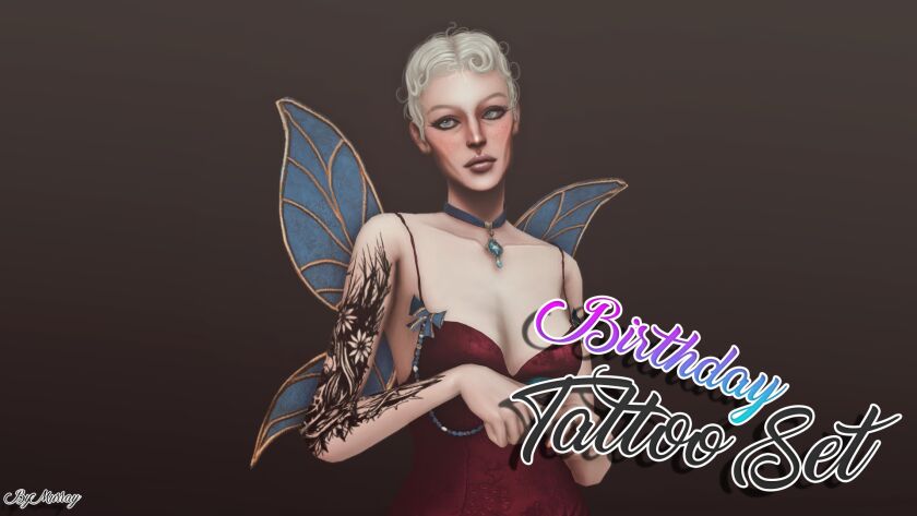 Download Birthday Tattoo Set Sims 4 CC