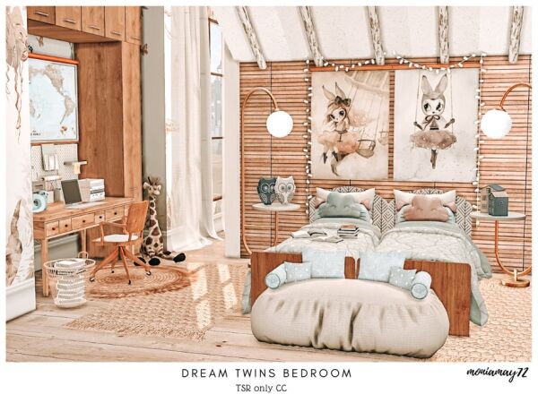 Cozy Twins Bedroom for Back to School Sims 4 CC