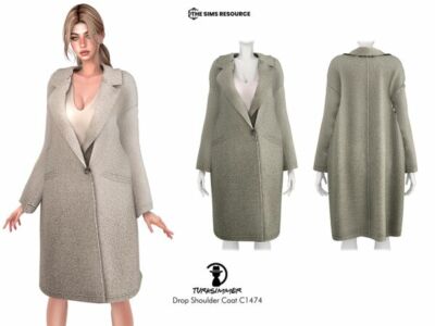 Stylish Drop Shoulder Coat C1474 Sims 4 CC