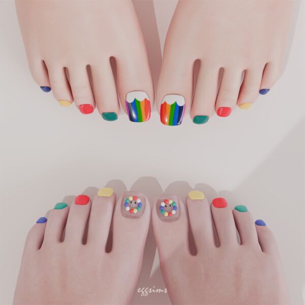 Rainbow Dream Toenail Set Sims 4 CC