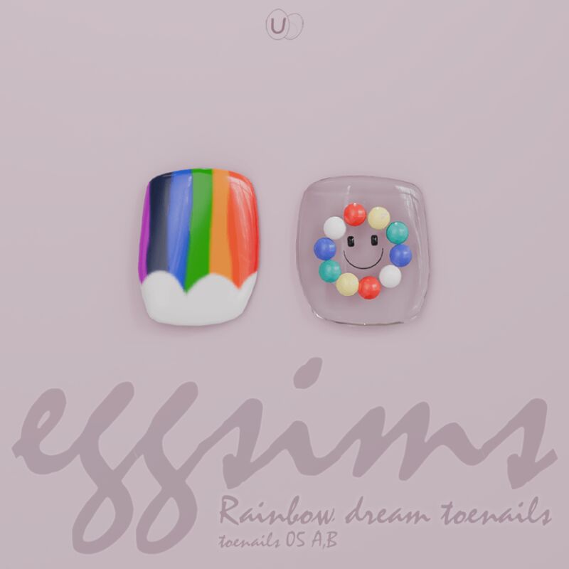 sims 4 cc eggsims rainbow dream toenail set 2