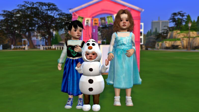 sims 4 cc elsa anna and olaf halloween 2024 annabibi 2