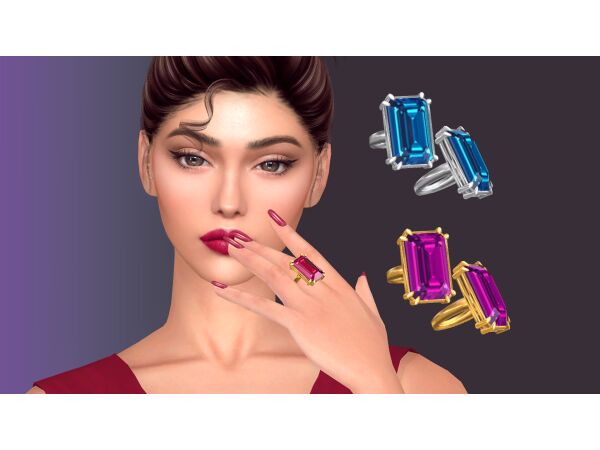 Emerald Cut Cocktail Ring by NataliS Sims 4 CC