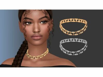 Stylish Faceted Metal Letters Choker Sims 4 CC