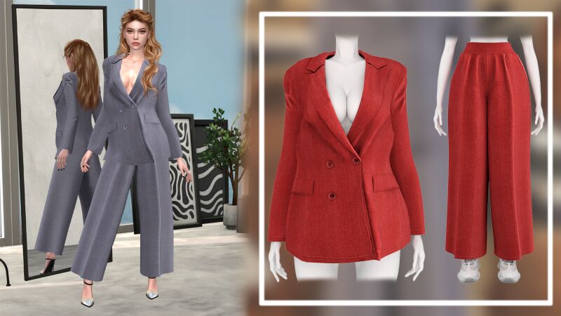 sims 4 cc fall set1 cotton blazer jacket dc2 and wide leg sweatpants dc3 2