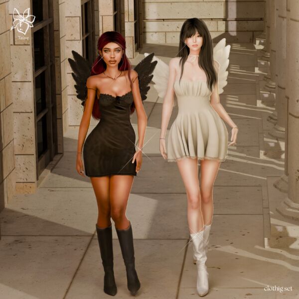 Fallen Angels – Halloween Clothing Set Sims 4 CC