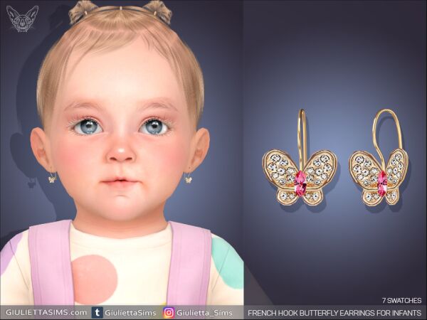 Charming French Hook Butterfly Earrings for Infants Sims 4 CC