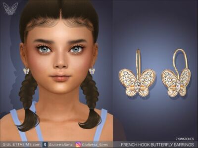 Adorable French Hook Butterfly Earrings for Kids Sims 4 CC