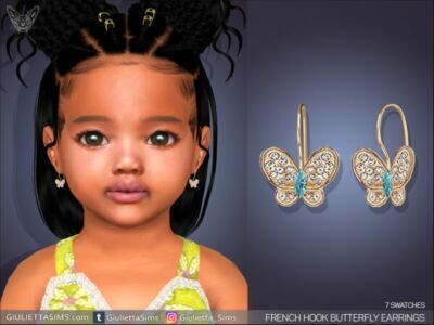 Stylish French Hook Butterfly Earrings for Toddlers Sims 4 CC