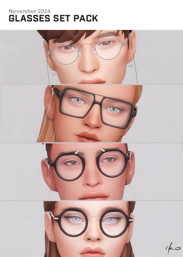 Stylish Glasses Set Pack by Ikosims Sims 4 CC