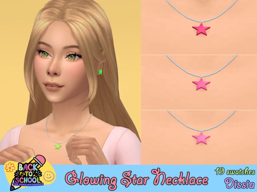 Glowing Star Necklace for All Ages Sims 4 CC