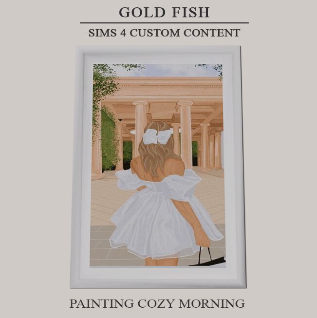 sims 4 cc goldfish painting cozy morning 2