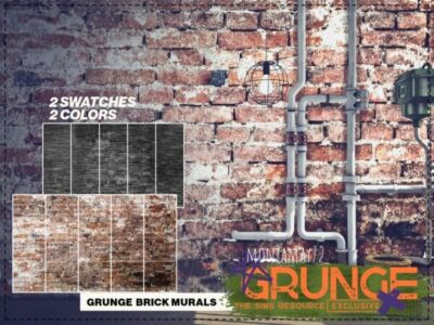 Grunge Brick Murals Sims 4 CC