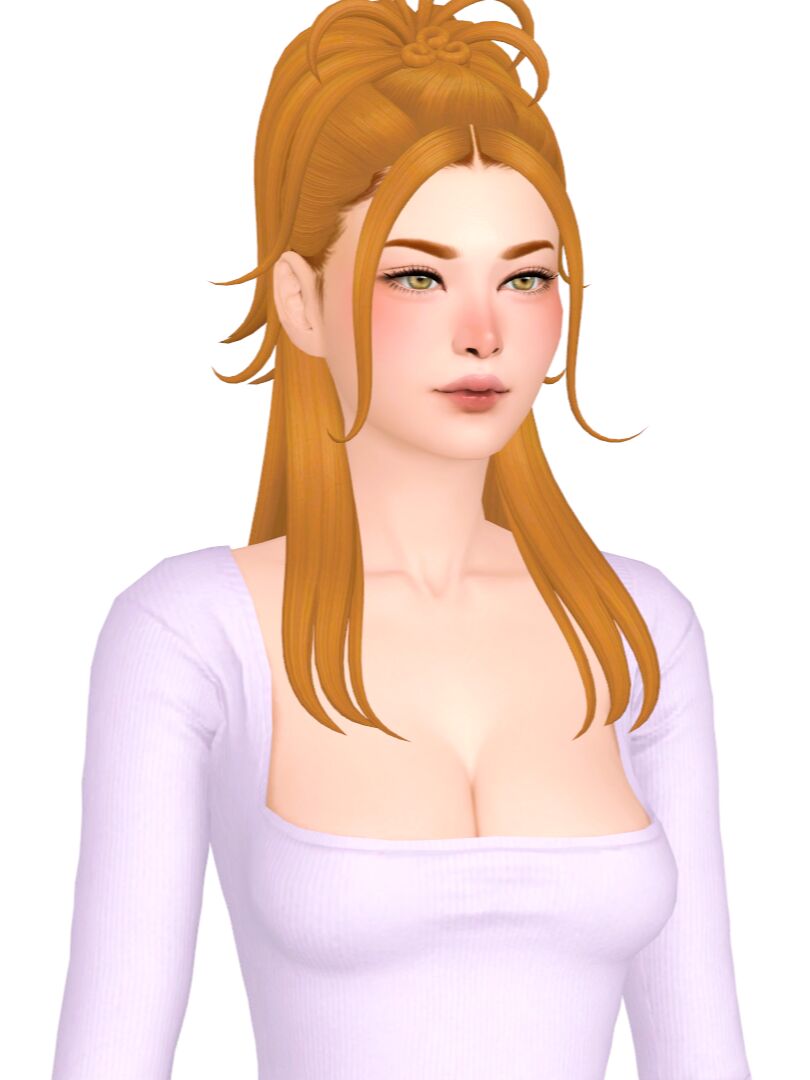 sims 4 cc hair lookbook medium to long length straight 2