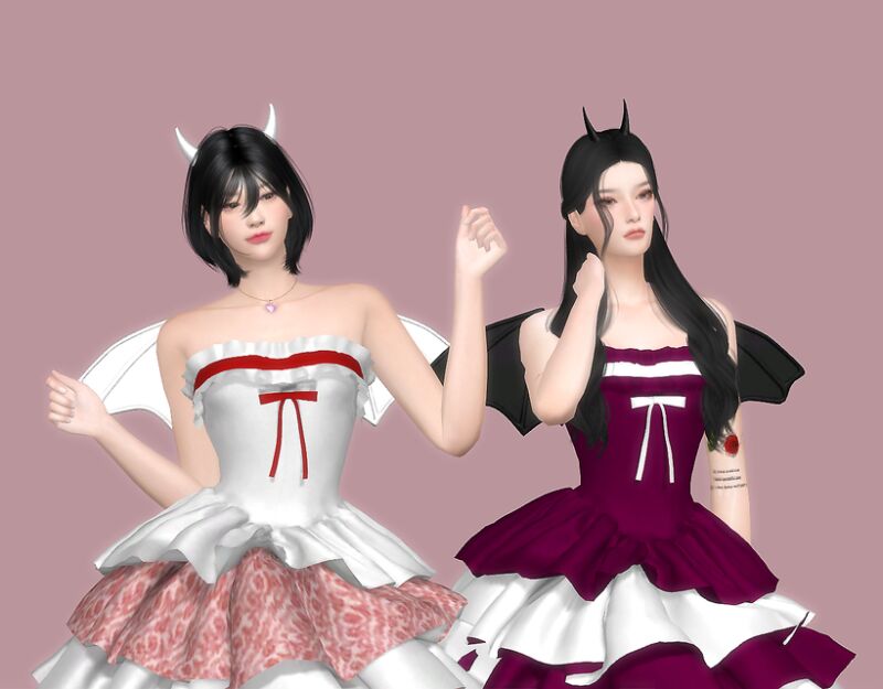 sims 4 cc halloween devil horns and wings by simnasimsworld 2