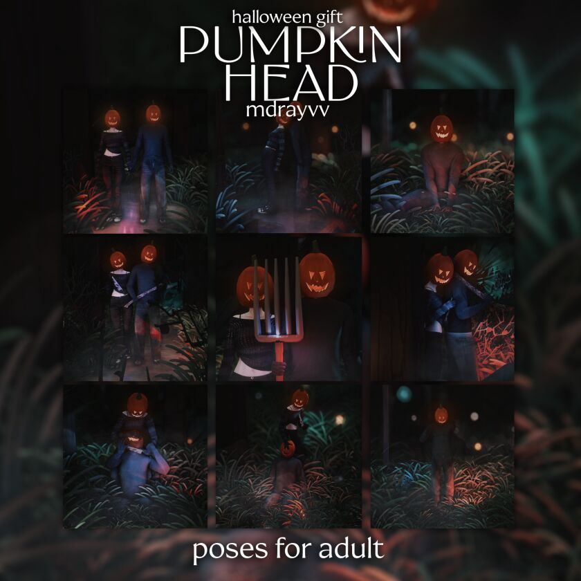 sims 4 cc halloween gift pumpkin head poses 2