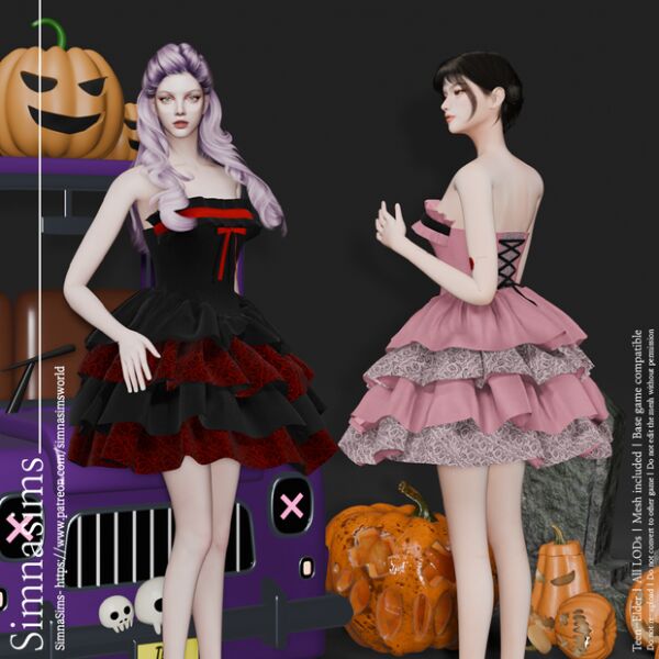 Spooky Halloween Mini Dress Sims 4 CC