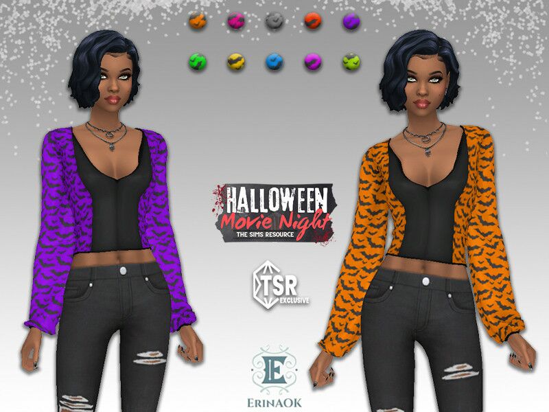 Halloween Movie Night Women’s Top Sims 4 CC