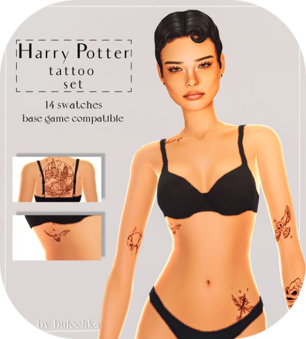 Harry Potter Small Tattoo Set by Bulochkaa Sims 4 CC